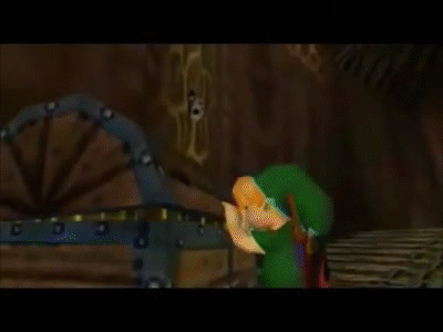 Link opening a chest
